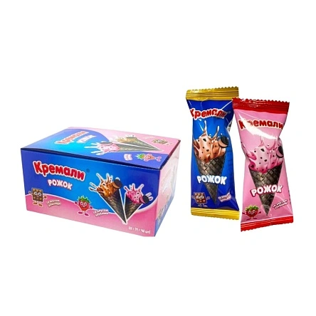 Вафельный рожок с начинкой Кремали черн., 11г