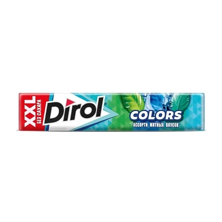 Жеват.резинка б/сах. ароматизир. DIROL COLORS (КОЛОРС) XXL Ассорти мятных вкусов 19г