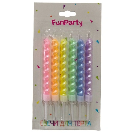 Свечи для торта "Радуга", 6 шт, 12,5 см (ML-1855)