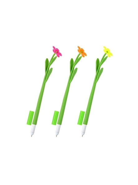 Ручка шариковая "ЮНЛАНДИЯ" Цветочек, фигурная, цв.синий, силиконовый корп, в асс-те