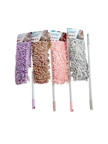 Швабра плоская "Чистюлино", телескопическая ручка 120 см, насадка "лапша" из шенилла, цвет микс