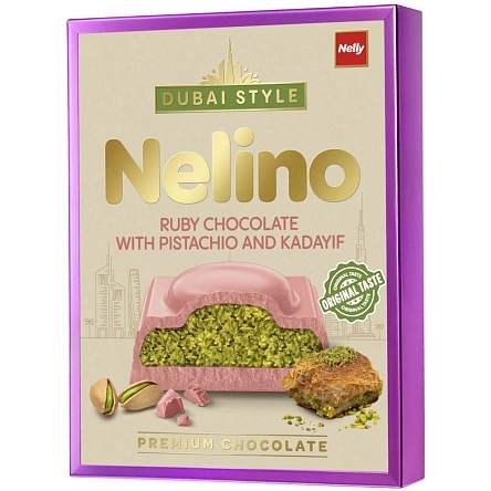 Шоколад рубин. "Nelino" "DUBAI STYLE" экстрамол. фист. и кадаиф, 62г