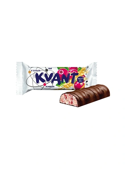 Конфеты "KVANT" клюква-пять злаков с чиа (батончик) 35г
