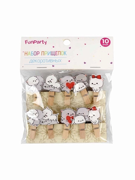 Набор прищепок декоративных "Зверята", 10 шт