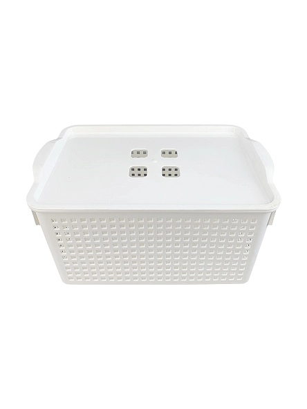 Корзинка "Лофт" 5,3л 295х185х145мм с крышкой (белый)