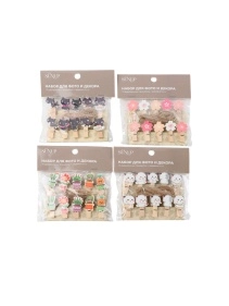 Набор для фото и декора "Decoration", 10 прищепок + верёвка 1,4 м (PD0027)