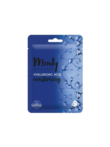Маска для лица Monty тканевая с гиалуроновой кислотой увлажняющая 25мл