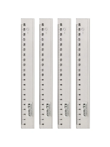 Линейка 20 см. ПРОЗРАЧНАЯ (Л-9293), кратно 20