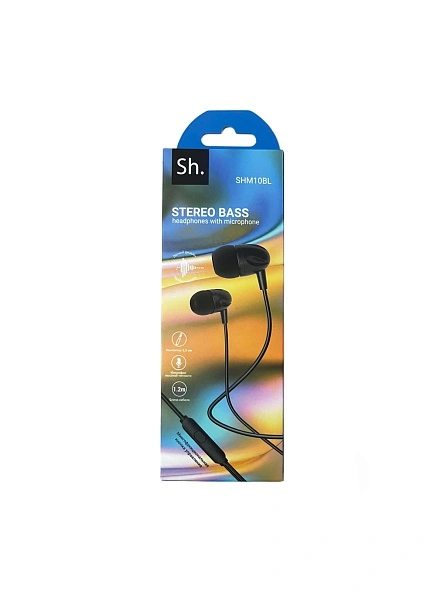 Наушники (Вставные) Sh. SHM10BL JEWEL UNIVERSAL HEADSET WITH MIC [163494] (BLACK)