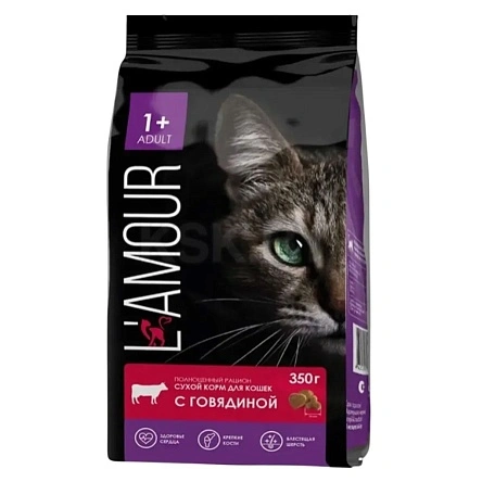 Корм для кошек сухой с Говядиной ТМ "L`amour" 350г*12шт