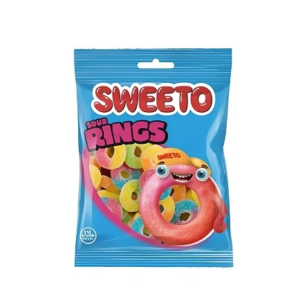 SWEETO Желейные конфеты с фруктовым вкусом (Кислые колечки) 70 г.
