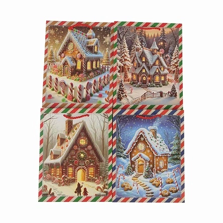 Пакет подарочный Снежный вальс, "Пряничный домик", 18*23*10 см (XNYS-368)