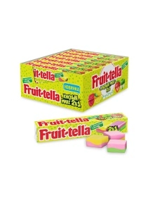 Жевательные конфеты "FRUITTELLA кислый микс 2в1" со вкусами яблока и клубники, лимона и малины 41г_9х21шт