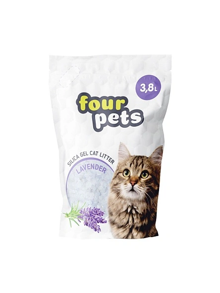 Наполнитель FOUR PETS силикагелевый с ароматом лаванды, 3,8 л.