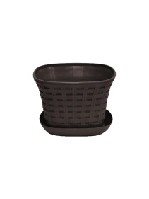 Кашпо квадратное "Ротанг" 1,2 л с поддоном,  микс цвета