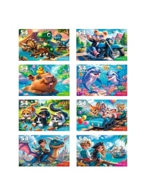 МИКС. ПАЗЛЫ 54 элементов (8 шт в шоубоксе) в ассортименте