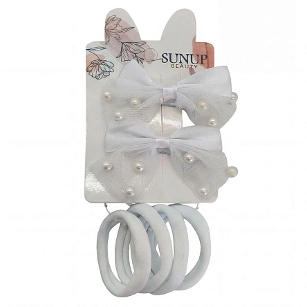 Заколка-бант для волос  Sunup beauty,  2 шт., резинки, 4 шт., 5*5+4 см (ML-3494)
