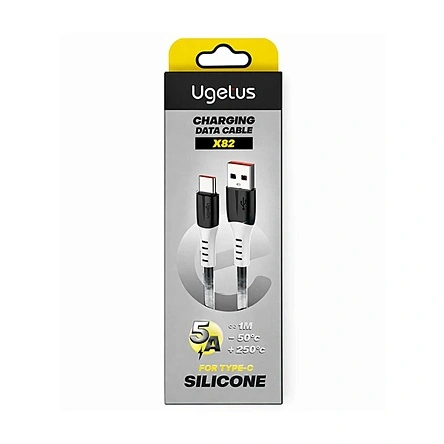 Дата-кабель Ugetus X82White, USB 2.0 - USB Type-C, длина 1 м.