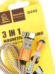 Кабель для зарядки 3-в-1, micro/TYPE-C/lightning, магнитный, 1.0М, 2.4А