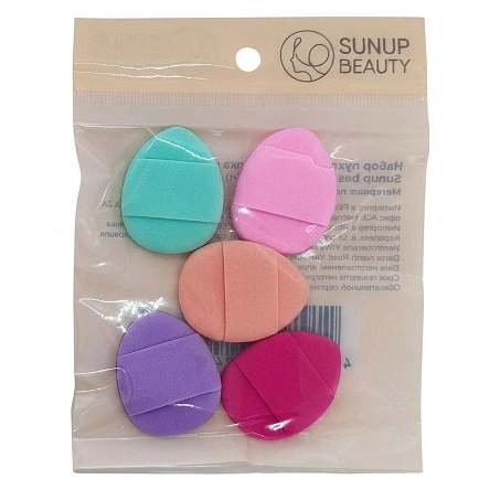 Набор пуховок для макияжа с держателем, Sunup beauty, 5 шт (ML-3334)