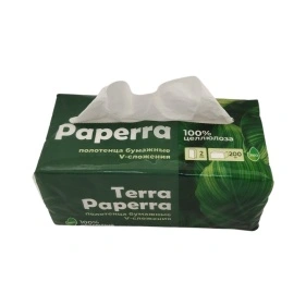 Полотенца бумажные V-сложения TERRA PAPERRA целлюлоза 200 шт (полиэтиленовая упаковка)