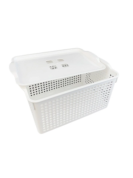 Корзинка "Лофт" 5,3л 295х185х145мм с крышкой (белый)