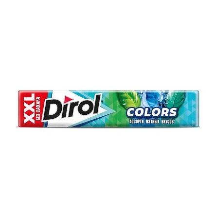 Жеват.резинка б/сах. ароматизир. DIROL COLORS (КОЛОРС) XXL Ассорти мятных вкусов 19г