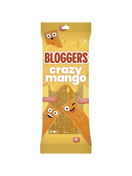 Мармелад жеват. BLOGGERS со вкусом манго в кисло-сладкой обсыпке 75г