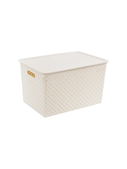 Корзинка "Береста" 14л 350х 245х 205мм с крышкой  (слоновая кость)