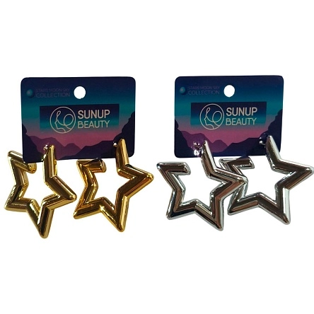 Серьги "Stars, moon, sky", ТМ Sunup beauty, 3,8 см, микс (ML-2989)
