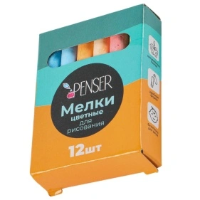 Мелки канцелярские, 12 шт, цветные
