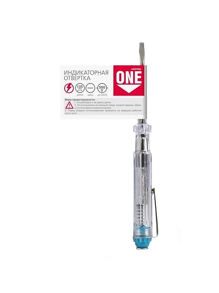 Отвертка индикаторная "Smartbuy One Tools", 135 мм, до 500 В, шлицевая