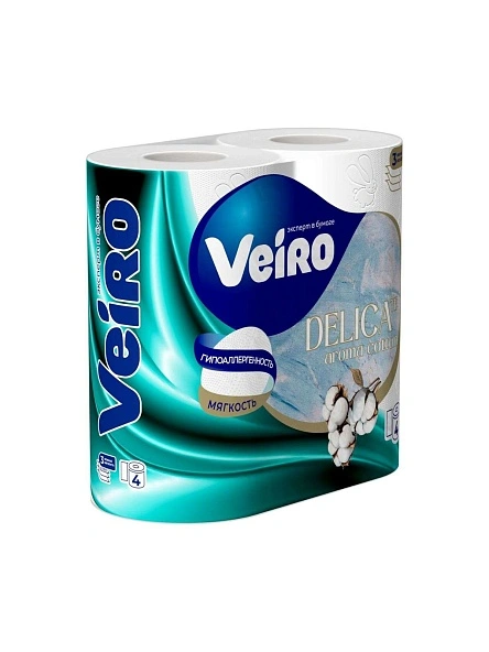 Бумага туалетная Veiro DELICATE Cotton 3 сл 4р