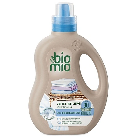 BioMio BIO-LAUNDRY GEL 2-IN-1 Гель и пятновыводитель д/стирки белья.БЕЗ ЗАПАХА, 900 мл