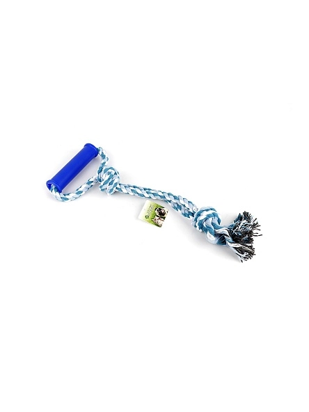 Игрушка для собаки канатная с ручкой "Веревка с узлами", 39 см, 100 г, микс цвета