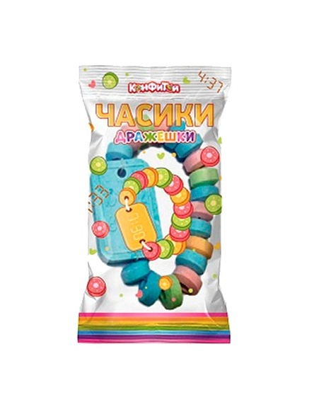 Драже (Часики Дражешки)  со вкусом клубники, яблока, апельсина, винограда, т.м. "Конфитой" 13г