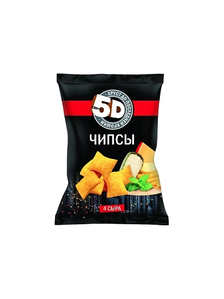 Чипсы пшеничные «5D» со вкусом «4 сыра», 90г