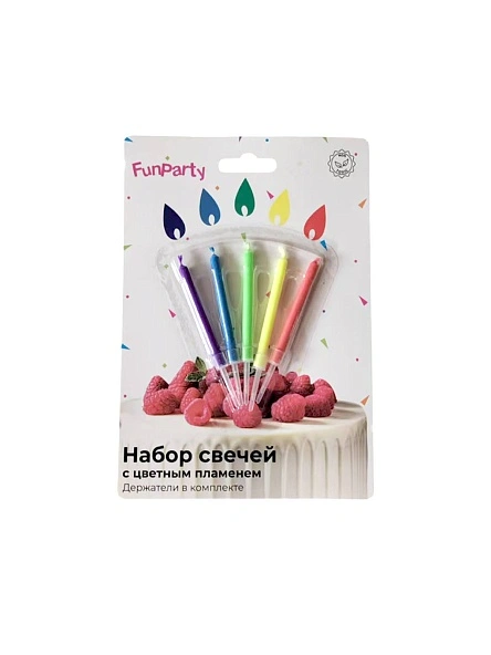 Набор свечей с цветным пламенем, 5 шт, 6 см 