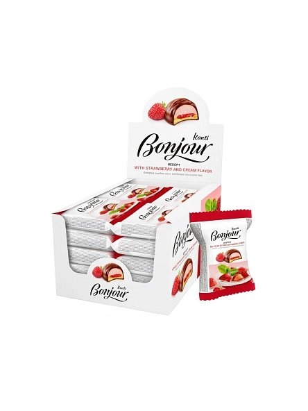 десерт "Бонжур" вкус клубники со сливками 29 г