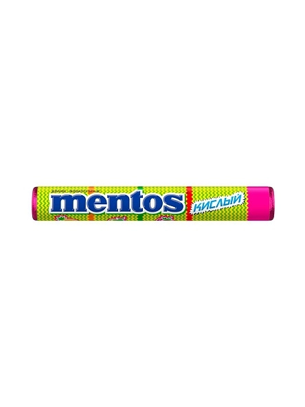 Драже жевательные «Mentos» "Кислый" со вкусами яблока, клубники, ананаса, 37,5г_12х24шт