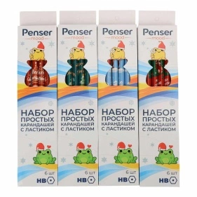 Набор простых карандашей с ластиком Penser, "Новый Год" 6 шт, 19 см (R26031121)
