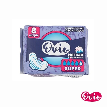 Прокладки женские гигиенические Ovio super, 8 шт, 4 капли (MD2318-1)