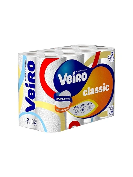 Бумага туалетная Veiro Classic двухслойная 24 шт белая