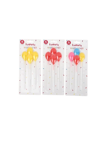 Набор свечей для торта "Шары", 4 шт.