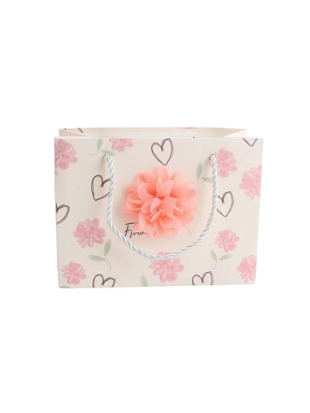 Пакет подарочный "С цветочком", 19,5*14*8,5 см (PI0671)