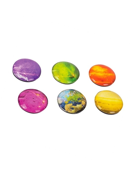 Магниты стеклянные 30 мм, НАБОР 6 шт, BRAUBERG, круглые, блистер, 272517