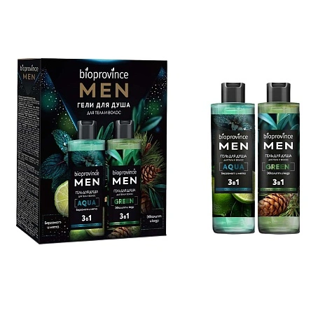 Подарочный набор BIOPROVINCE MEN: BIOPROVINCE® MEN Гель для душа GREEN, 250 мл + BIOPROVINCE® MEN Ге