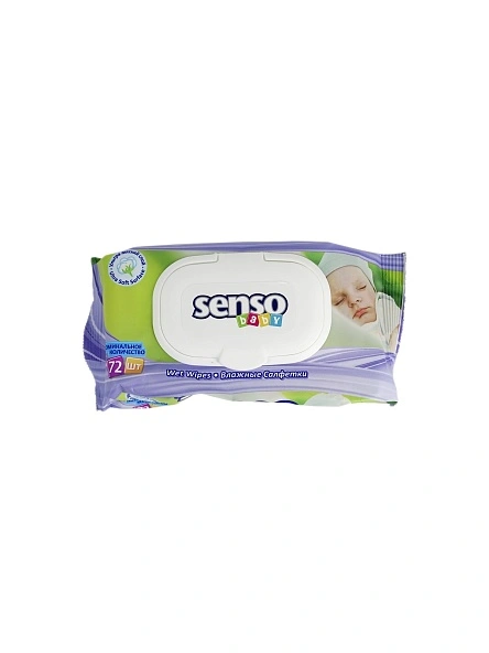 Салфетки влажные для детей "SENSO BABY" с клапаном, 72 шт