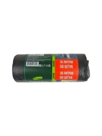 Мешки для мусора в рулоне ТМ Чистюлино 30л*50шт, размер 450*560 мм, толщина 8 мкм, ПНД - чёрный;