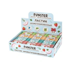 Ластик ароматизированный FUNSTER, 54х23х10мм, скошенный, картонный держатель, ЭКО ПВХ, 272727
